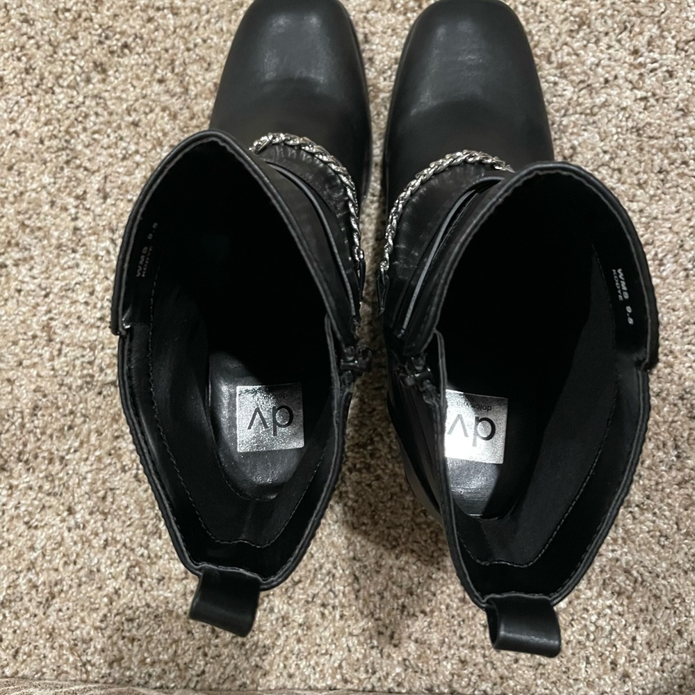 Dolce Vita square toe bootie black with chain padded sole 3” heel 9.5 Kodye - Picture 7 of 9